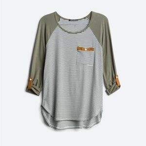 NWT Pink Clover Stitch Fix Madelene Roll Tab Knit Top